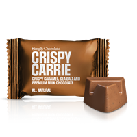 Chokolade Bites med karamel & flagesalt - Crispy Carrie fra Simply Chocolate Flowpack 10 g
